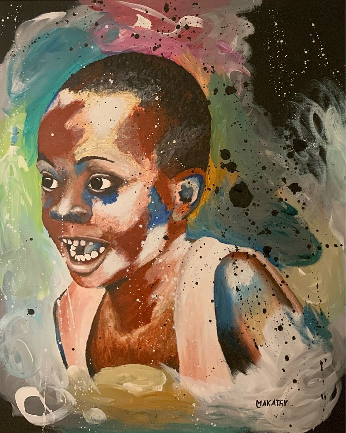 A child's smile By Makathy. United States Acrylic painting on Canvas Size: 30 L x 24 H Pro Shipped in a box Price:150$